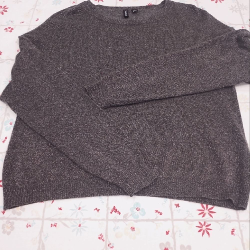 Relativity LGrayAngoraNylonRayon MetalicLngslvsKnitted CrewNeck Women's Sweater.